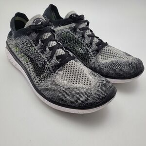 Nike Free RN Flyknit Men's 9.5 942838-101 Running Shoe Black Grey Oreo 2021